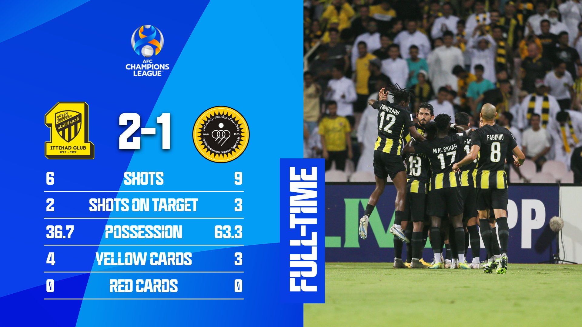 ACL on X: ⏰ FT, 🇸🇦 Al Ittihad 2️⃣-1️⃣ Sepahan 🇮🇷 Jota's winner sees Al  Ittihad finish top of Group C 🌟 #ACL