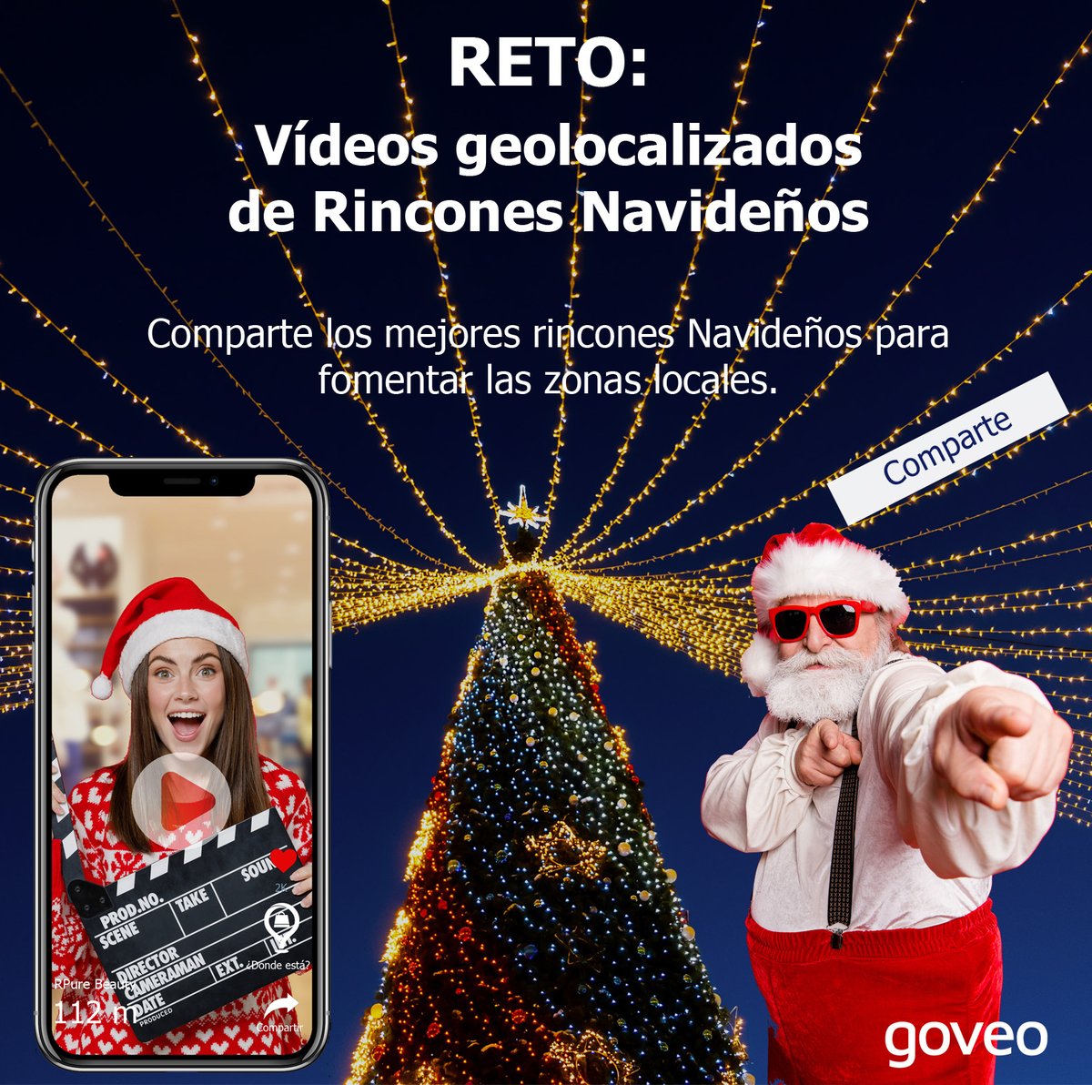 Desafío Navideño. Compartir los mejores rincones Navideños con videos cortos geolocalizados con la App Goveo. 🌟 así descubrir al máximo la vida real y apoyar-fomentar el comercio local. #comerciolocal #reto #desafio #Espana