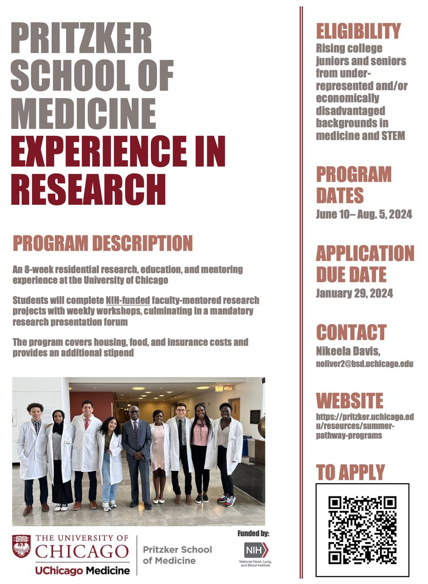 📢 rising #juniors or #seniors - Looking for summer research programs? CHECK.THIS.OUT @UChicago @UChiPritzker pritzker.uchicago.edu/resources/summ…