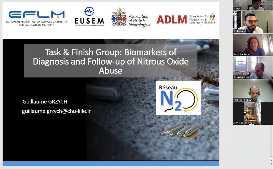 GrzychGuillaume's tweet image. Very glad of the first meeting of our international group on the management of #nitrousoxide complications in conjunction with @_EFLM @myADLM @EuropSocEM and Neurologists @CHU_Lille @FiliereProto