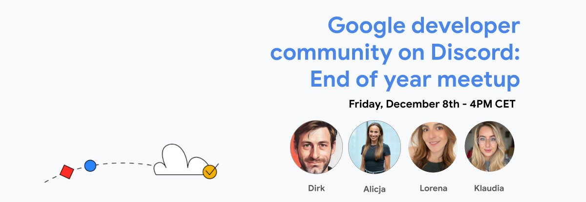Calling all tech enthusiasts! 

Join us on Friday our Monthly meetup, where we chat, have fun and connect with fellow devs!  As always we will host a special guest, this time we will be joined by our superstar admin Dirk Primbs.

➡️discord.gg/google-dev-com…
