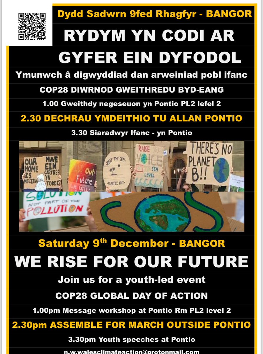 /-\/\/\ - @NWalesAfricaSoc Rydyn ni'n codi ar gyfer ein dyfodol 🌍‼️ We rise up for our future Ymunwch â digwyddiad dan arweiniad pobl ifanc! Join us for a youth-led event! 🗓️9/12 📍Bangor Mwy o wybodaeth More info: amam.cymru/north-wales-af…