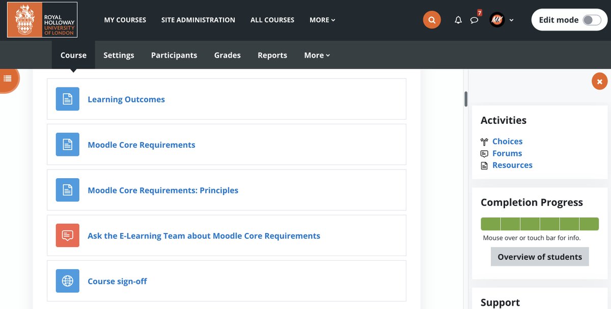 Dec 5th Moodle update: Improved appearance and usability of the service:
1. Enabling the OpenDyslexic font in the Accessibility options
2. Adding indentation to bullet-point lists
3. Adjusting the whitespace on course pages to reduce scrolling 
#royalholloway #Moodle #UX #LX