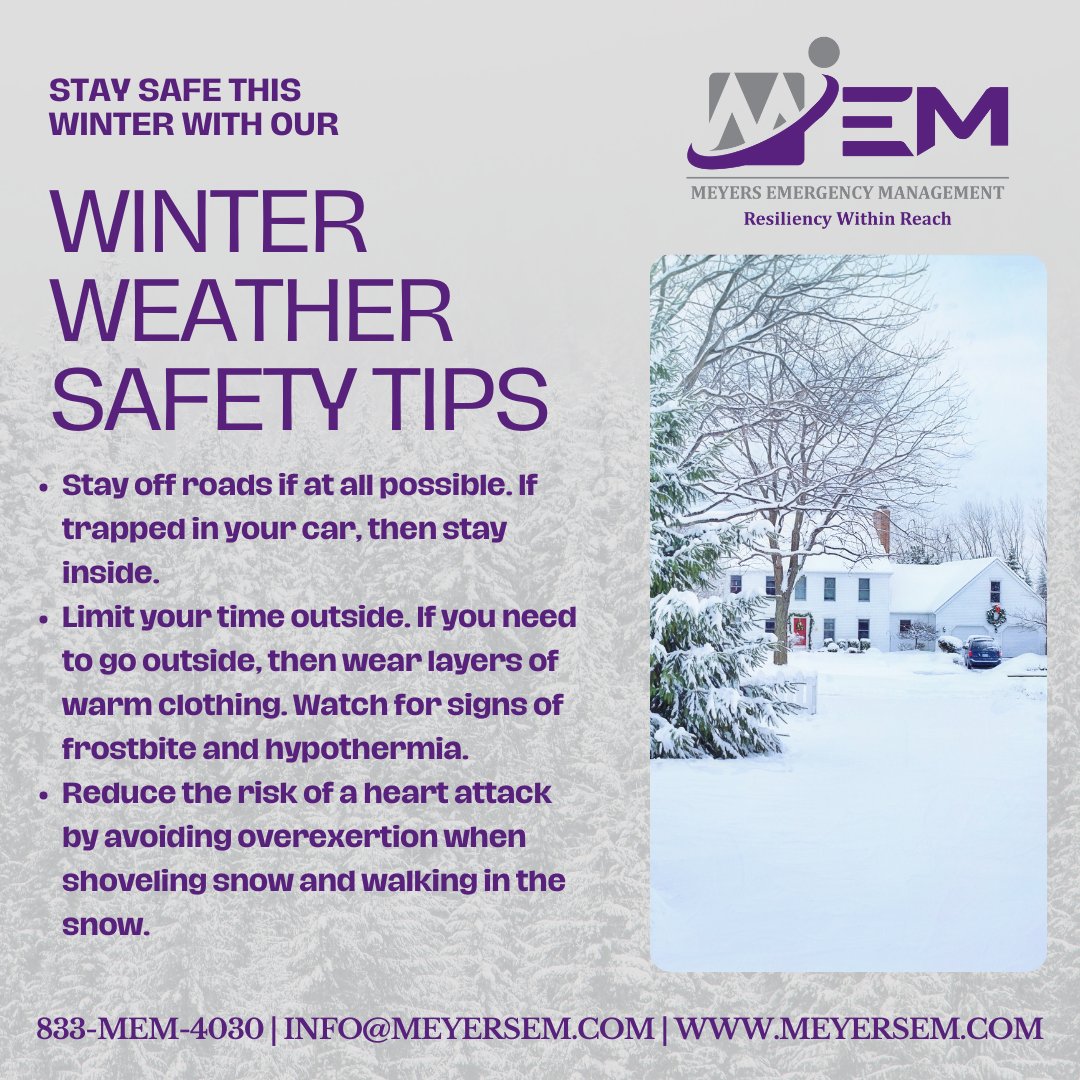 MeyersEmergency's tweet photo. Check out these essential winter safety tips to keep you and your loved ones prepared for the chilly season. Gear up for a safe winter! 

#WinterSafety #StayPrepared 
#MeyersEmergencyManagement https://t.co/mRQD6SsEJj