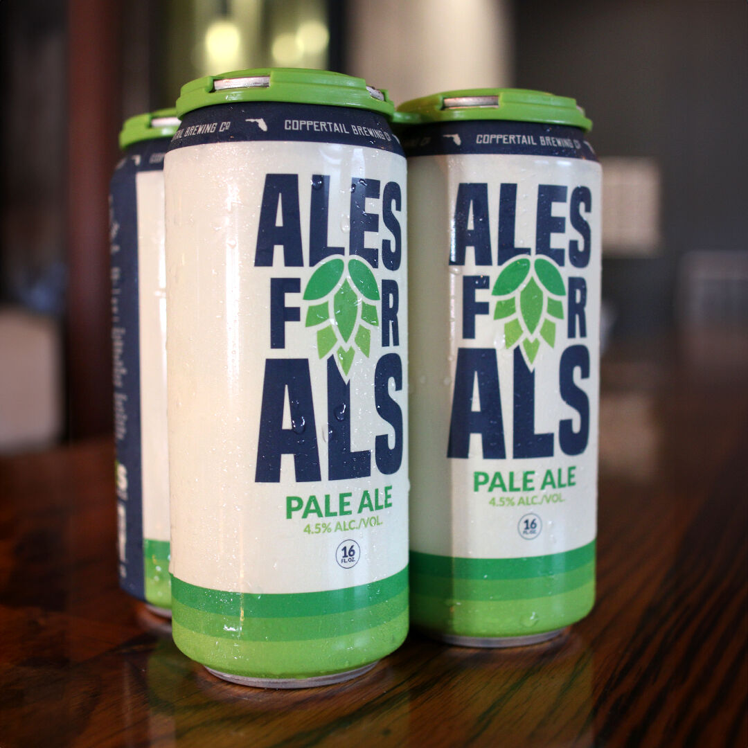 coppertail's tweet image. Introducing our 2023 Ales For ALS Pale Ale. $1 from every pint goes to ALS Therapy Development Institute. Crafted with a unique hop blend from Loftus Ranches and YCH Hops. Let&apos;s brew a difference together! #AlesForALS