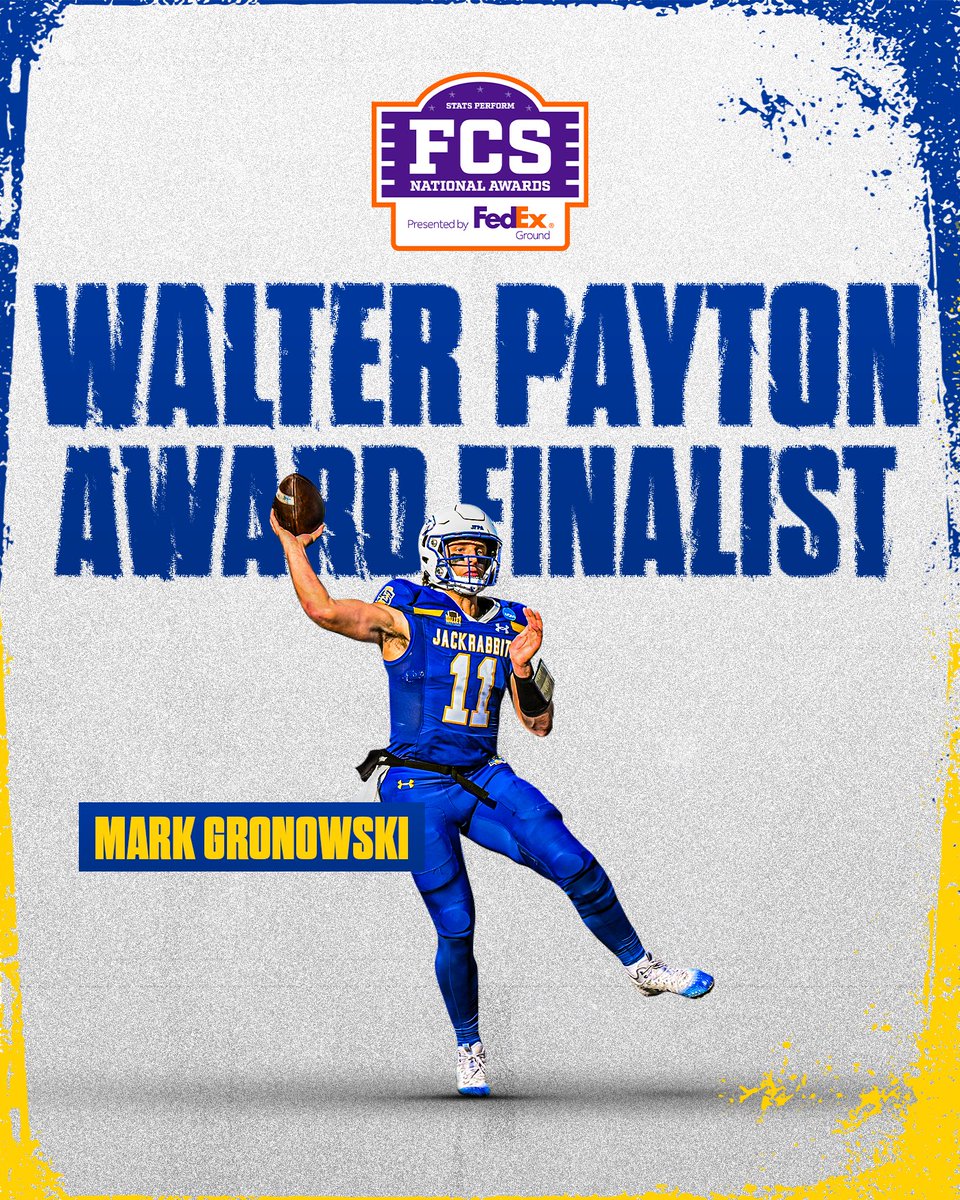 GoJacksFB's tweet photo. 1 of 3 Finalists for the Walter Payton Award - @mgronowski11 

#GoJacks 🐰🏈 https://t.co/6wiJxyJWMI