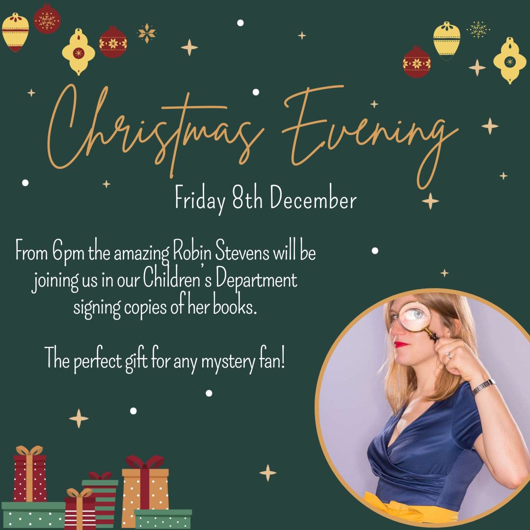 Just a reminder that the amazing Robin Stevens @redbreastedbird will be joining us on Friday from 6pm for some festive fun. There will be lots going on in store including gift wrapping, a festive quiz, mince pies double points and lots of cheer! 🎄📚🥳