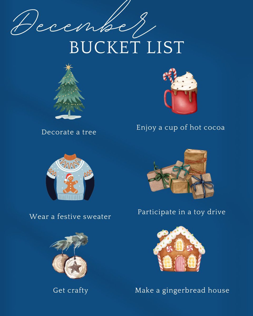 Check off your festive bucket list with cozy moments, twinkling lights, and all the holiday cheer. ❄️ What's on your must-do list this December? #DecemberBucketList #FestiveFun #december #winteriscoming #winterideas #winterbucketlist