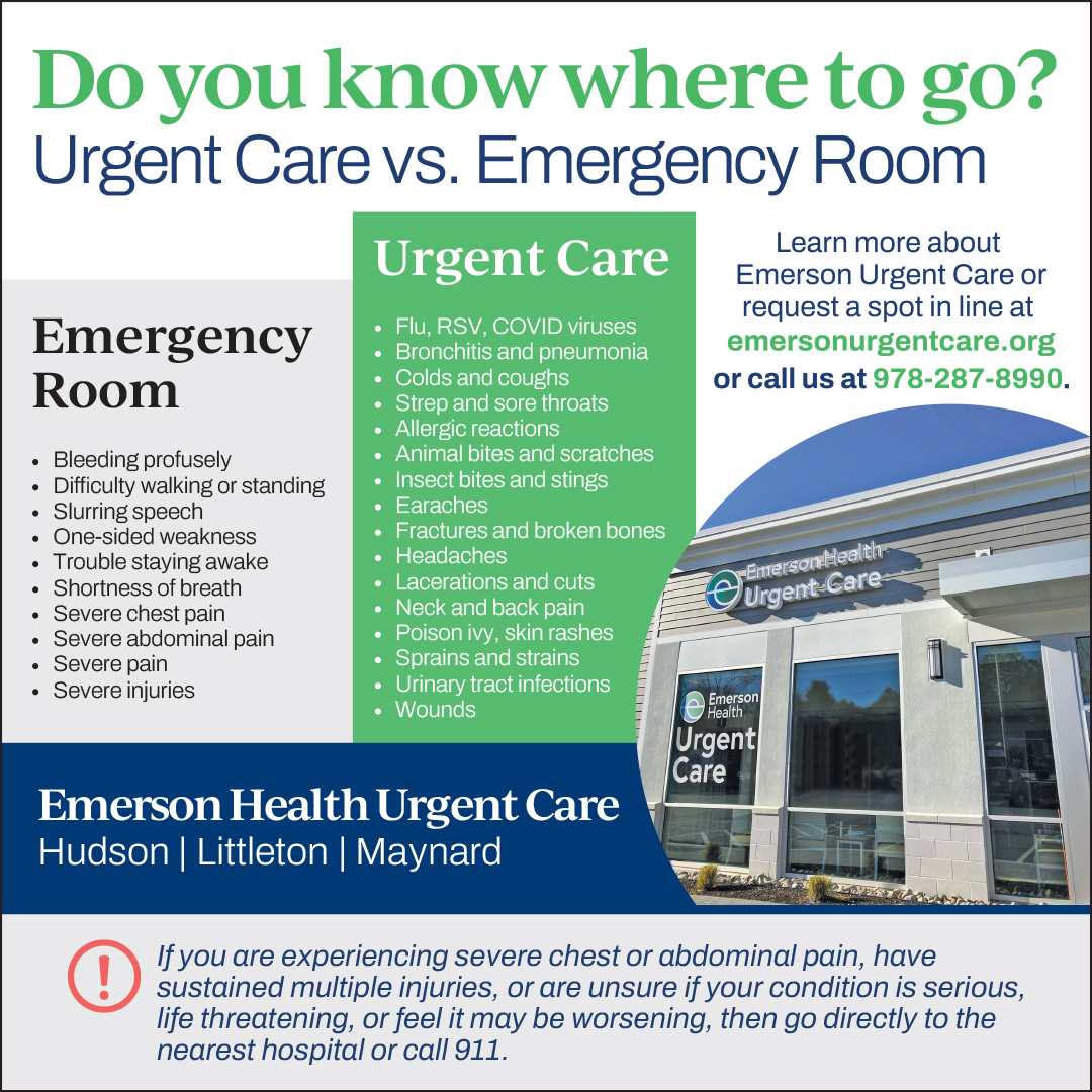 Urgent care or ER? Deciding which location to go to can be difficult. With this chart, save time and get the right care in the right place.
Learn more at EmersonUrgentCare.org.

#EmergencyRoom #UrgentCare #EmersonUrgentCare #UrgentCareOrEmergencyRoom #RightCareRightPlace