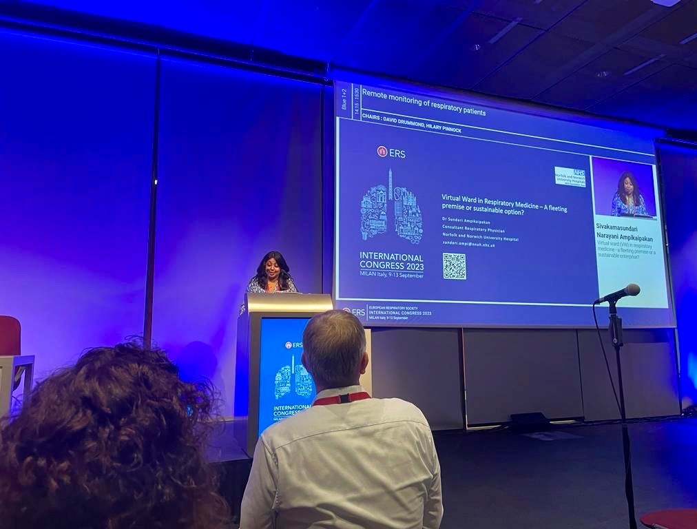 One of our Respiratory Consultants Dr Sundari Ampikaipakan has recently presented at two conferences showcasing service development and efficiencies made by using the Virtual Ward to manage respiratory patients. Read more: tinyurl.com/55fcdywh