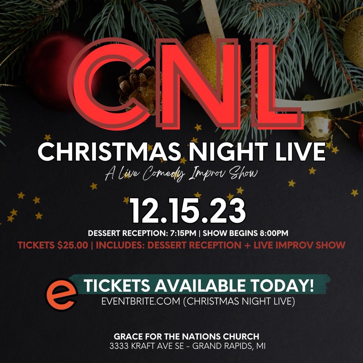 Power919WDPW's tweet photo. Join Grace For the Nations Chruch on Friday the 15th for a night of laughter and good cheer at Christmas Night Live! 🎄

 Tickets include a delightful dessert reception and live improv show, all for only $25. 

Book now at https://t.co/4NU5S7JrLn ! 🎭 

#GrandRapidsImprov https://t.co/gW4Tt4PqFh