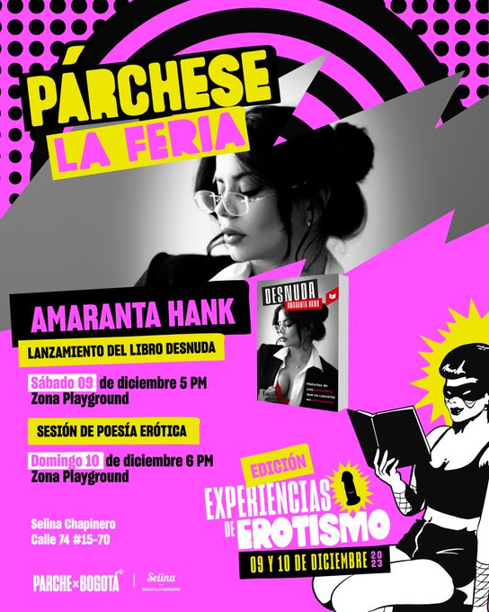 El pr&oacute;ximo fin de semana estar&eacute; en P&aacute;rchese la feria Bogot&aacute;, presentando mi libro #Desnuda y leyendo<a href="/tag/desnuda"class="tags"><span>#desnuda</span></a>