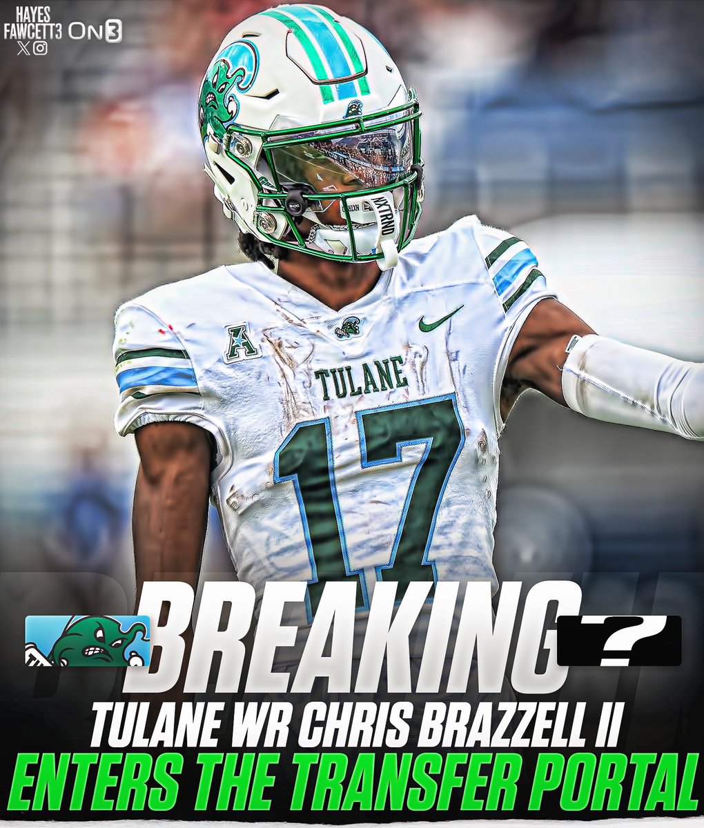 BREAKING: Tulane WR Chris Brazzell II has entered the Transfer Portal, he tells @on3sports The 6’5 195 WR from Midland, TX had 44 Receptions for 711 Yards & 5 TDs this year Will have 3 years of eligibility remaining on3.com/college/tulane…