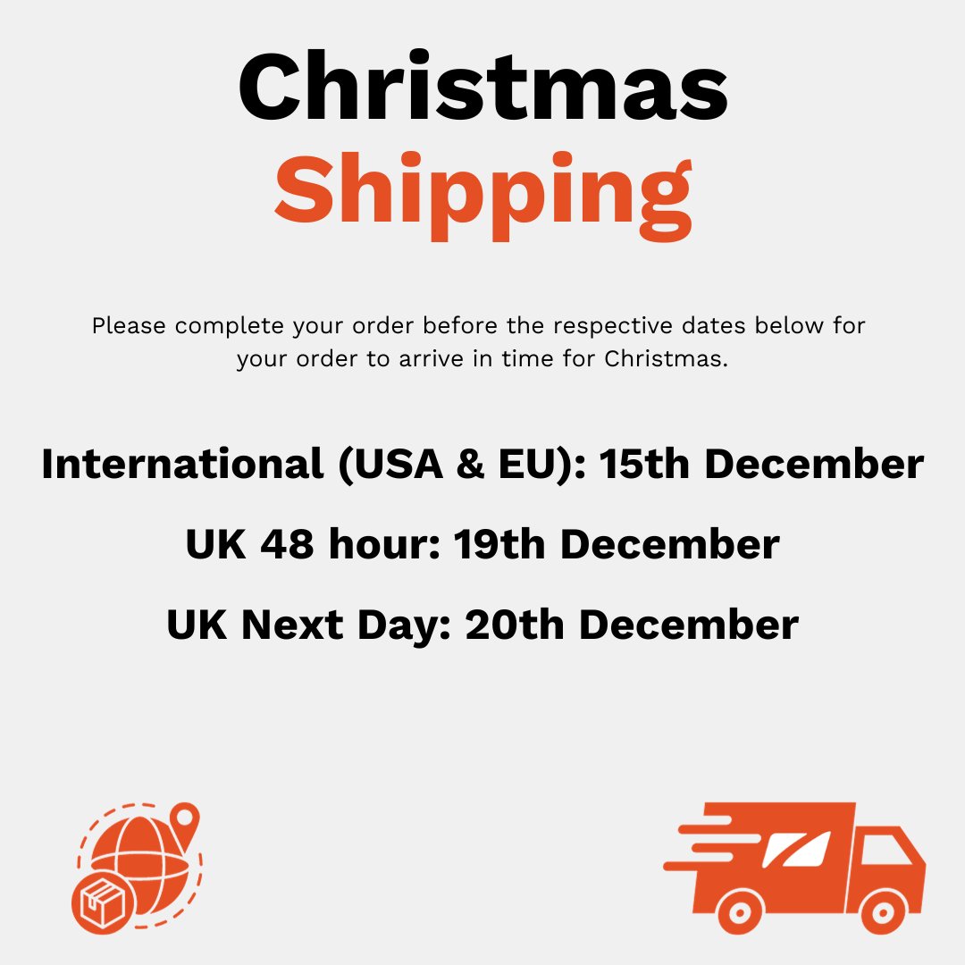 With Gifting Season well underway, we want to make sure that you get all your gifts delivered in time for the big day. Take note of the dates below and make sure you order before the final Christmas shipping dates.