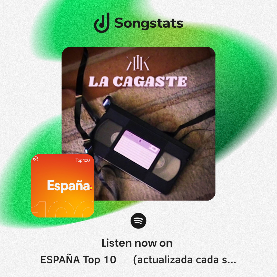 @triskaiofficial Woohoo!! "La Cagaste" was added to 'ESPAÑA Top 100 🇪🇸  (actualizada cada semana)' with over 9862 Followers on Spotify! Get notified on the Songstats App.