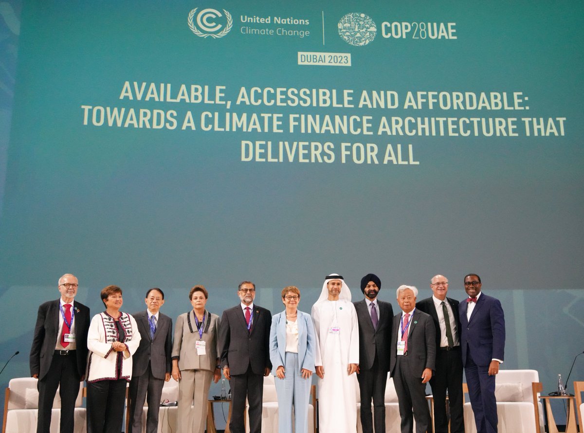 isdb_group's tweet photo. #IsDB VP Finance Dr. Zamir Iqbal attended a Joint Flagship @COP28_UAE Presidency Event where MDB Heads discussed international financial architecture reform including country platforms and long-term strategy support, to achieve systemic transformation. https://t.co/5QjKbyUFAv
