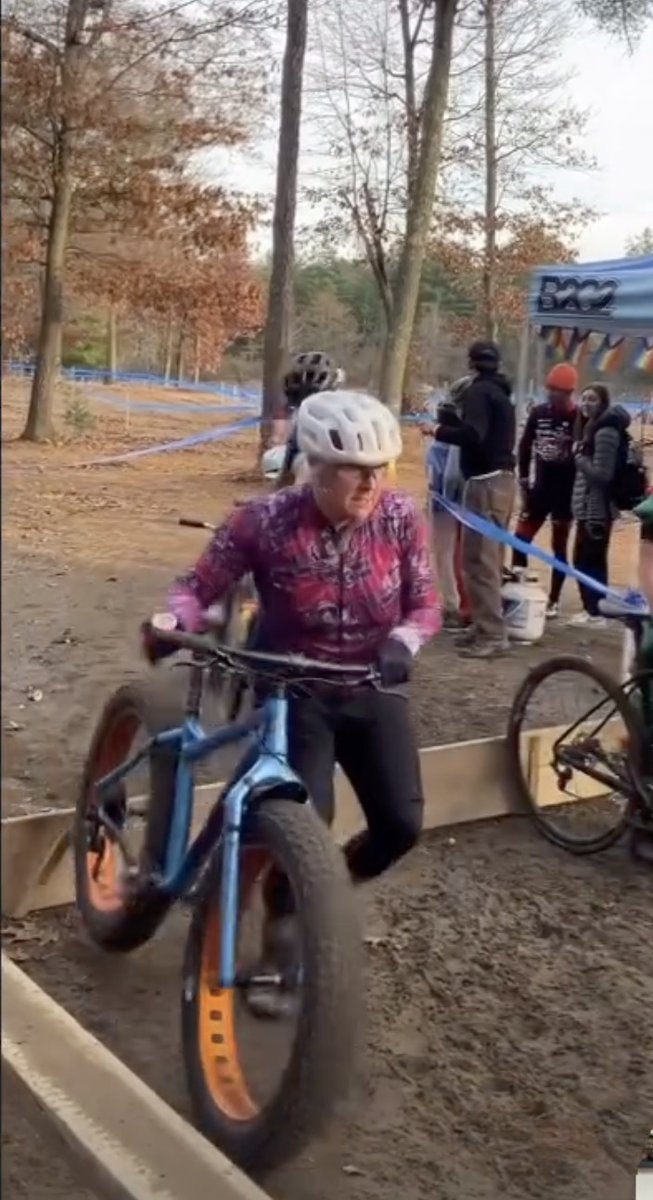 Roxy (Roger) Bombardier took 🥇in the women's fat bike category at the Ice Weasels Cometh cyclocross race on Saturday. 🤔I wonder if there's something that gives men an advantage in maneuvering a fat bike over cx barriers.