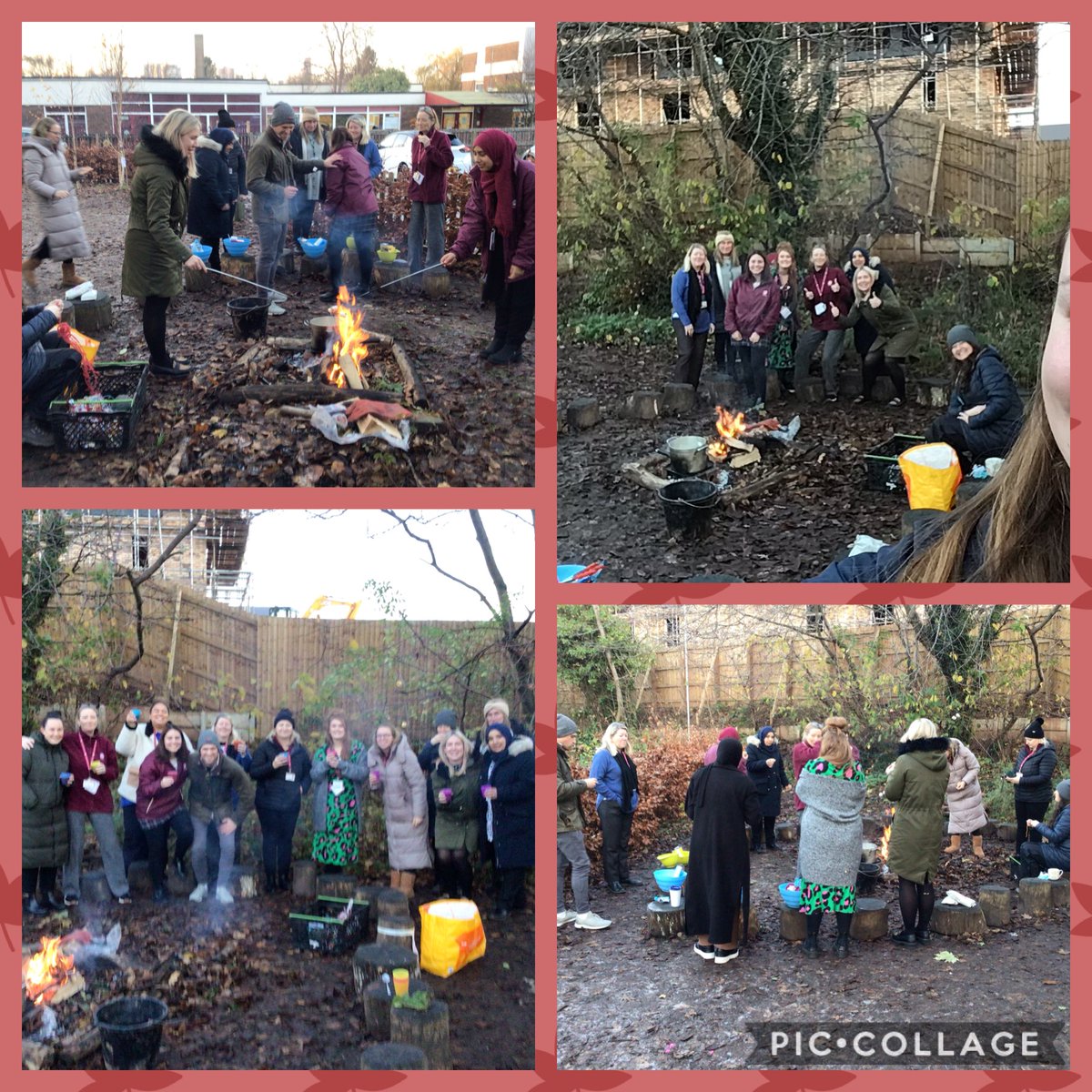 On Friday our staff met up for hot chocolate and smores around the fire in forest school as part of our wellbeing initiative. #Wellbeing #OneAET