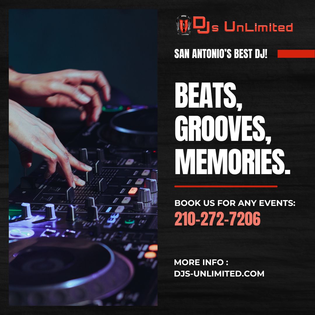 🎉 Beats to set the tone, Grooves to keep you moving, and Memories that linger in your heart.

Join us on a sonic journey like no other!
📞Call: (210) 272-7206

#UnforgettableAuditoryExperience #SanAntonioGrooves #BestDJ #MusicalResonance