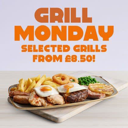 Fill up today with our selection of delicious grills! Prices start from £8.50!
