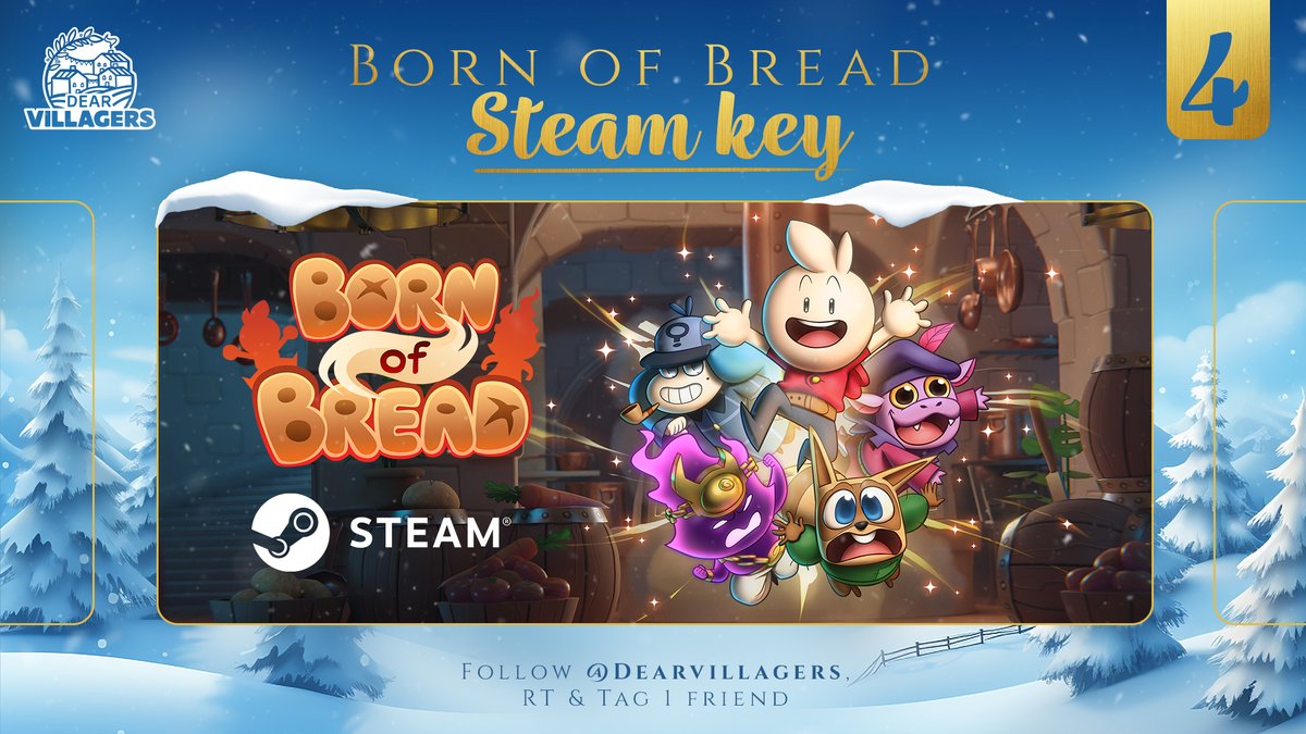 DearVillagers's tweet photo. Something is still in the oven behind the 4th door! ♨️
Born of Bread will be completely baked tomorrow! 🥳
Win a Steam key to play with Loaf &amp; his friends as soon as the game is released! 🍞

✅ Follow @dearvillagers
🔁 RT this post
👋 Tag a friend

#AdventCalendar https://t.co/dur37lxI8U