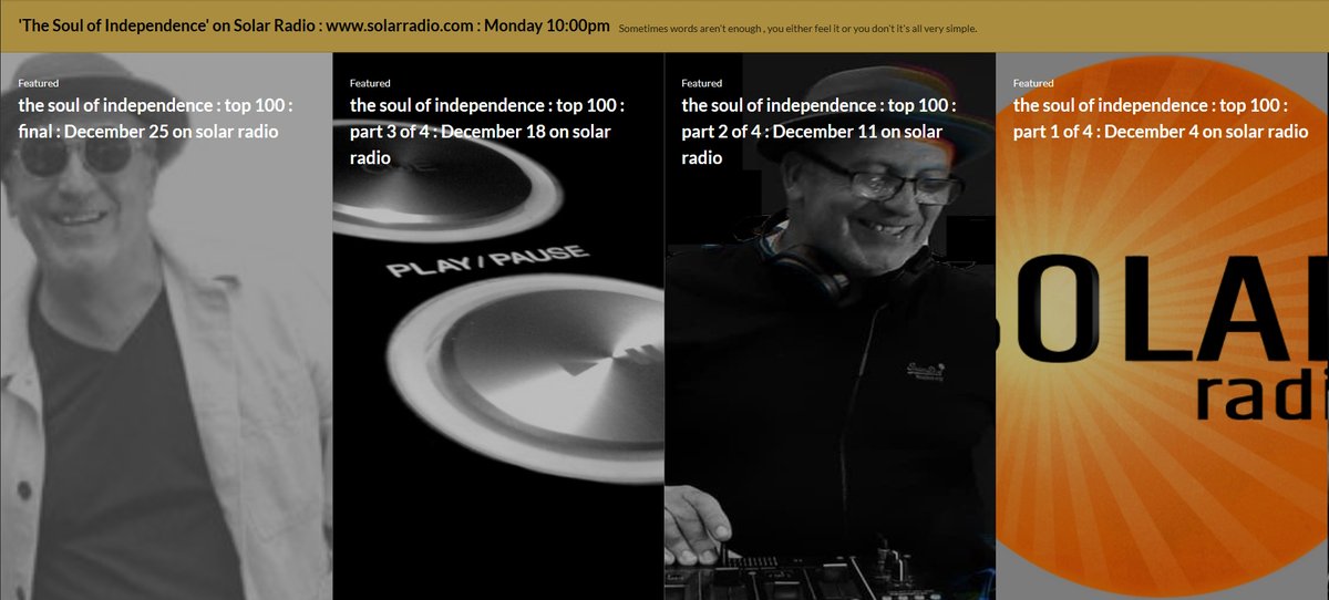 russcolesoul's tweet image. On @solarradio Press play solarradio.com/?radio_player=3 The first of four very special shows over the Christmas period of The Soul Of Independence f covering off my Top 100 for 2023 solarradio.com
#1of4 #Mondayvibes #indisoul
"Turn up the rhythm and you'll pick up the beat"
