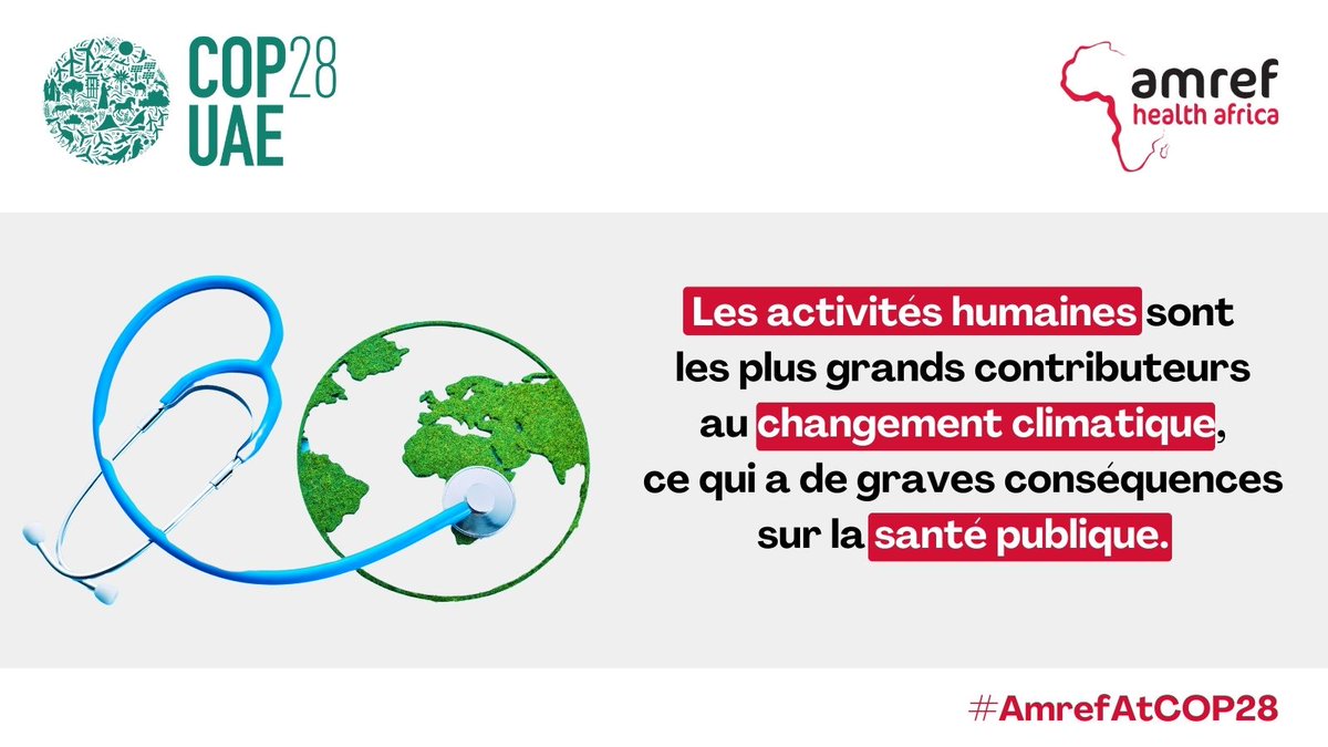 AMREFFRANCE's tweet photo. @Amref_Worldwide s'engage à protéger la santé et le bien-être de chacun, y compris des communautés vulnérables touchées de manière disproportionnée par le changement climatique. Conférence. #AmrefAtCOP28 https://t.co/mcj3uyJKXs