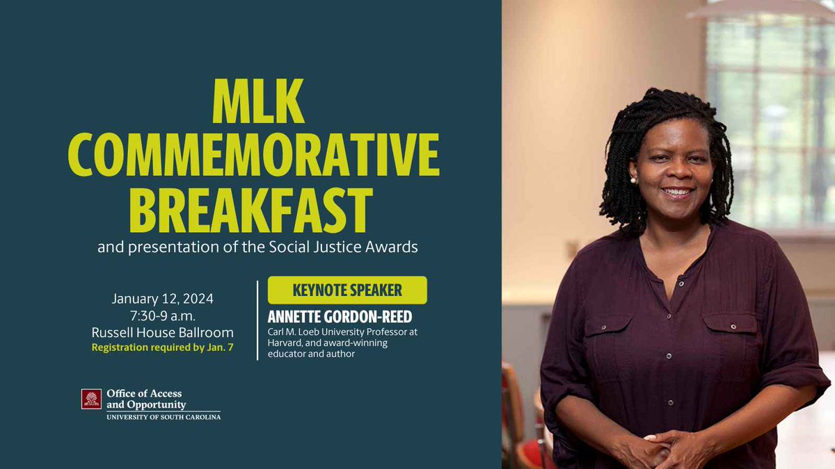 Have you registered for the 2024 MLK Commemorative Breakfast with keynote speaker <a href="/agordonreed/">Annette Gordon-Reed</a>? Register: bit.ly/USCMLK2024