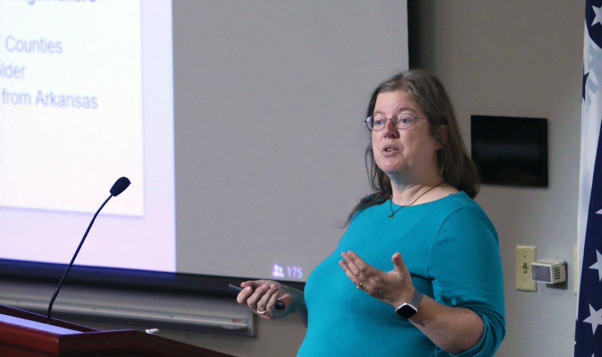 AginArk's tweet photo. .@Arkansas4H's Hope Bragg talks about the great work being done by youth in their Changemaker technology outreach. https://t.co/u1AcFJ42YW