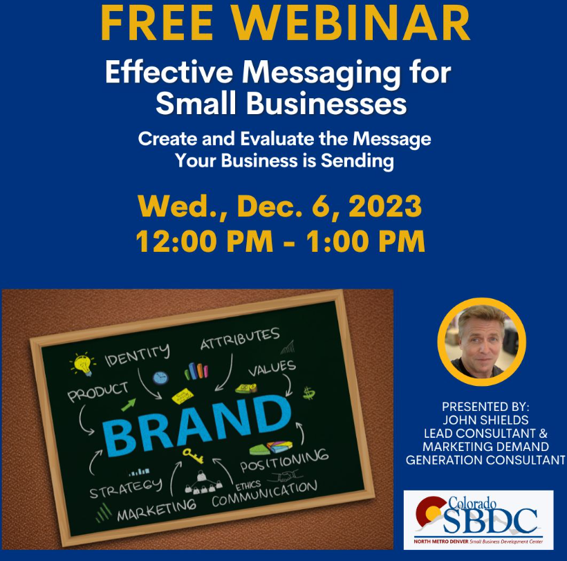 Colorado SBDC (@coloradosbdc) on Twitter photo Your company's messaging is the key to making a lasting impression on customers and standing out from the competition. 🚀
Register below for <a href="/NorthMetroSBDC/">North Metro SBDC</a>'s free webinar! 👇
frontrange-edu.zoom.us/meeting/regist… Your company's messaging is the key to making a lasting impression on customers and standing out from the competition. 🚀
Register below for <a href="/NorthMetroSBDC/">North Metro SBDC</a>'s free webinar! 👇
frontrange-edu.zoom.us/meeting/regist…