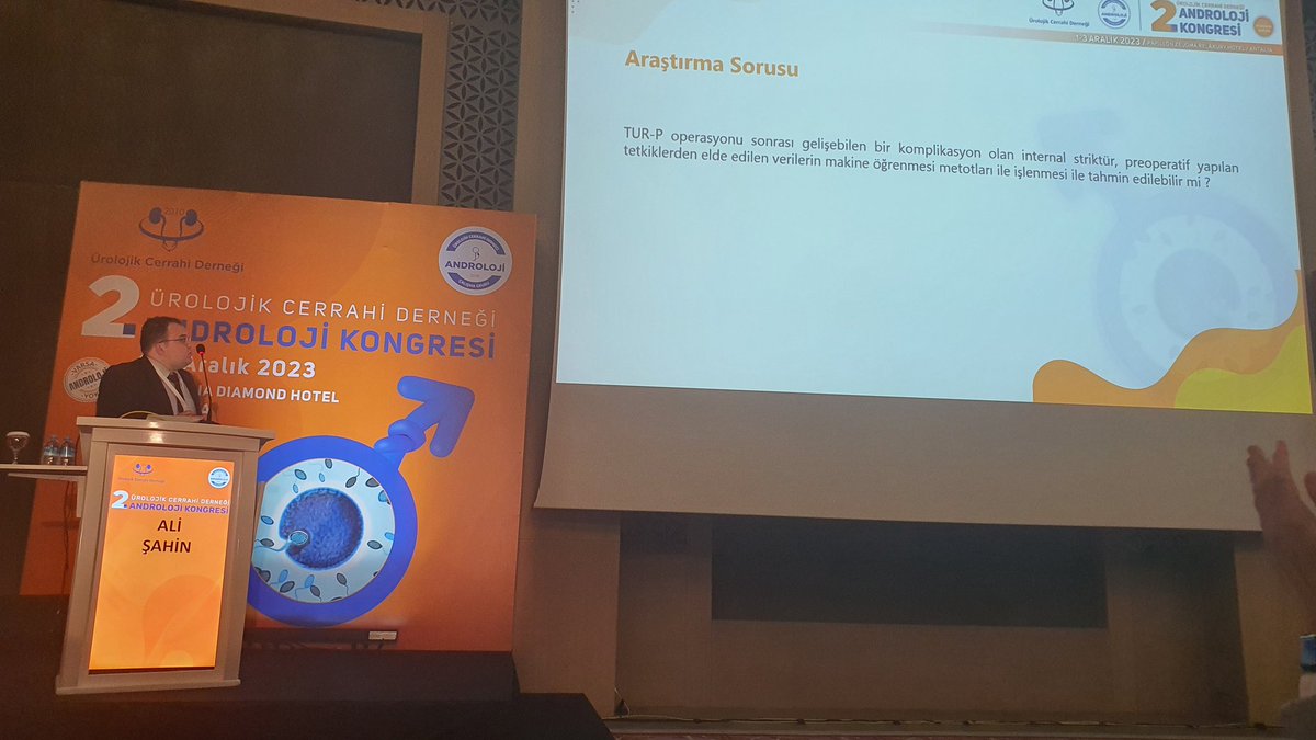 Ali Şahin (@alisahinmd) on Twitter photo TUR-P operasyonu sonrası bir komplikasyon olan üretral striktürün makine öğrenmesi kullanarak preoperatif dönemde öngörülmesi projemizi Ürolojik Cerrahi Derneği 2. Androloji Kongresinde sunduk.
Değerli dostum <a href="/Dr_HuseynB/">Huseyn Babayev</a> Değerli hocalarım <a href="/altintas_dr/">Emre Altıntaş</a> ve <a href="/docctoore/">Doç. Dr. Murat Gül</a> teşekkürler. TUR-P operasyonu sonrası bir komplikasyon olan üretral striktürün makine öğrenmesi kullanarak preoperatif dönemde öngörülmesi projemizi Ürolojik Cerrahi Derneği 2. Androloji Kongresinde sunduk.
Değerli dostum <a href="/Dr_HuseynB/">Huseyn Babayev</a> Değerli hocalarım <a href="/altintas_dr/">Emre Altıntaş</a> ve <a href="/docctoore/">Doç. Dr. Murat Gül</a> teşekkürler.