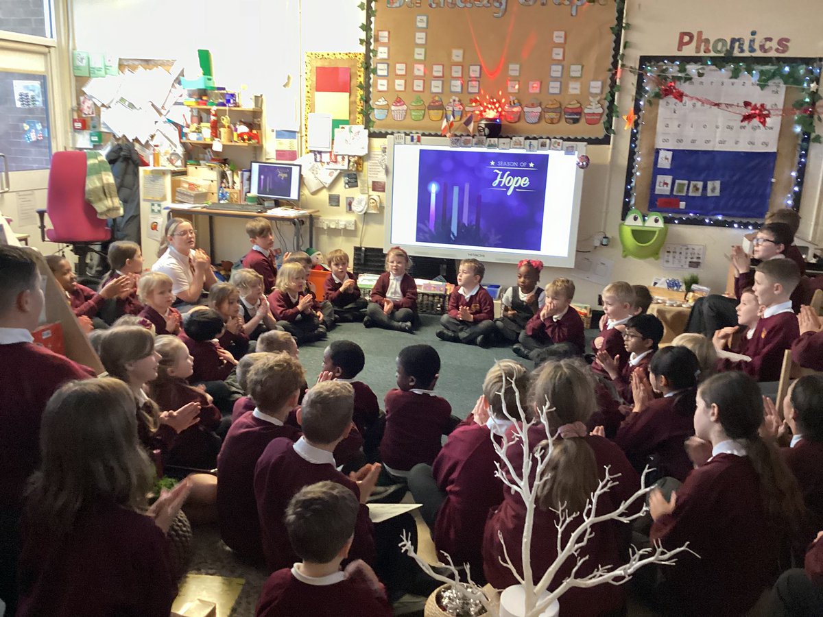 AllSaintsTraff's tweet photo. Year 6 and Reception joined together to take part in a beautiful Advent prayer session, to reflect on the 1st week of Advent… I HOPE for… #apeacefulChristmas #endtowars #safearrivalofmybaby🙏🏼👣💜 https://t.co/t9TLTrk7No