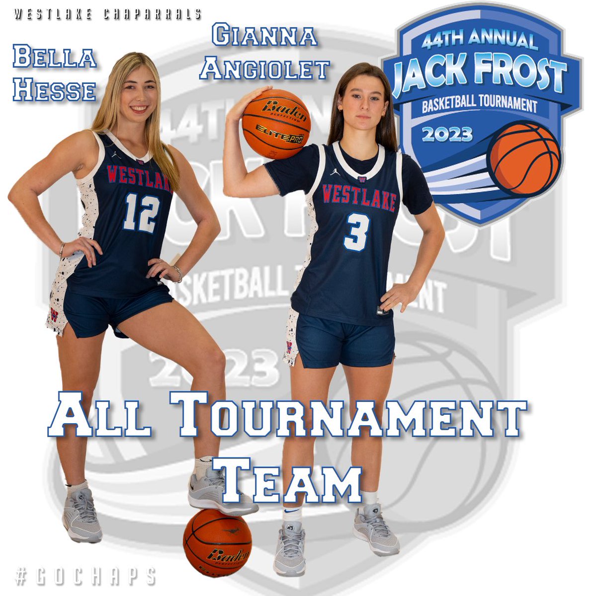 Women’s Basketball went 3-1 at the Jack Frost Tournament. Bella Hesse &amp; Gianna Angiolet were named to the all-tournament team. Gianna averaged 13.5 points per game with 3.2 assists &amp;  2.5 steals. Bella averaged 13.8 points with 4 assists, 2.8 steals &amp; shot 42% from 3pt. #GoChaps