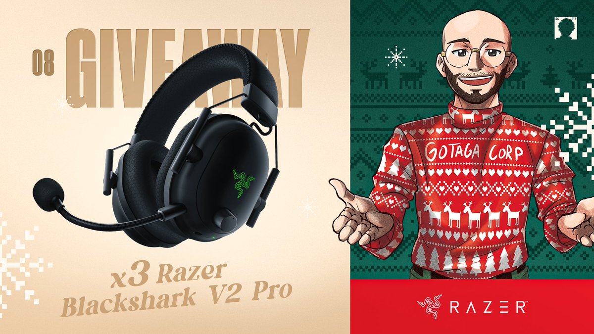 8ème jour la team, avec @RazerFrance on vous fait gagner 3 casques ! 🎄 Pour participer : #RT & #Follow @RazerFrance et @GotagaTV TAS le 15/12 (3 gagnants) | Produits offerts