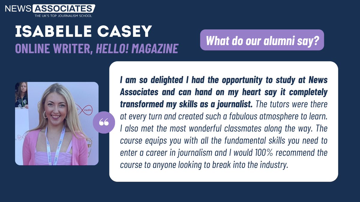 #TeamNA alumna @isabellecaseyy says she would recommend our course to anyone looking to break into the industry 🤗 #StartedHere