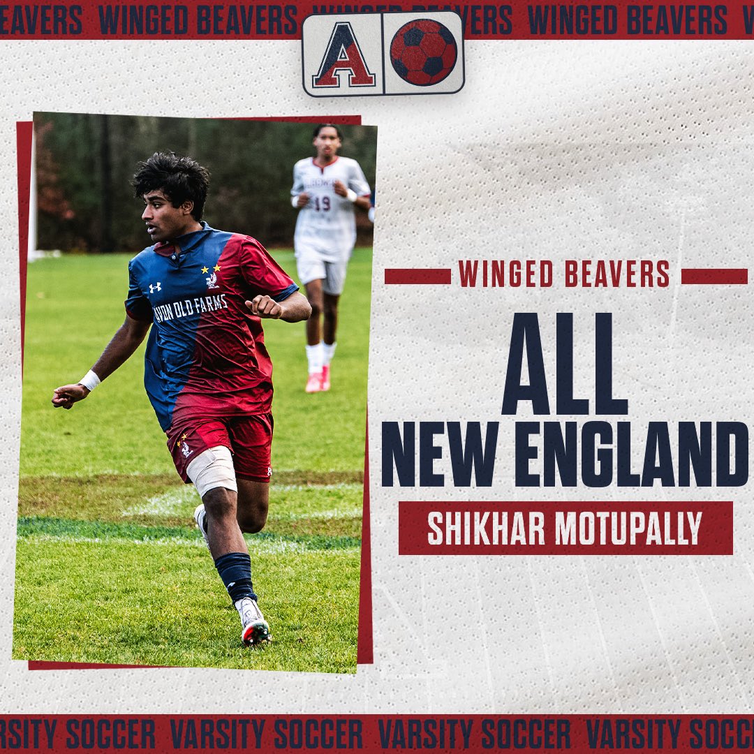 Congratulations to Shikhar Motupally ‘24 for earning All-New England status. Shik is a four-year player who has had an excellent career (also played in the WNEPSSA All-Star game this year) and has scored a ton of BIG goals in his time as a Winged Beaver. Great job, Shik!