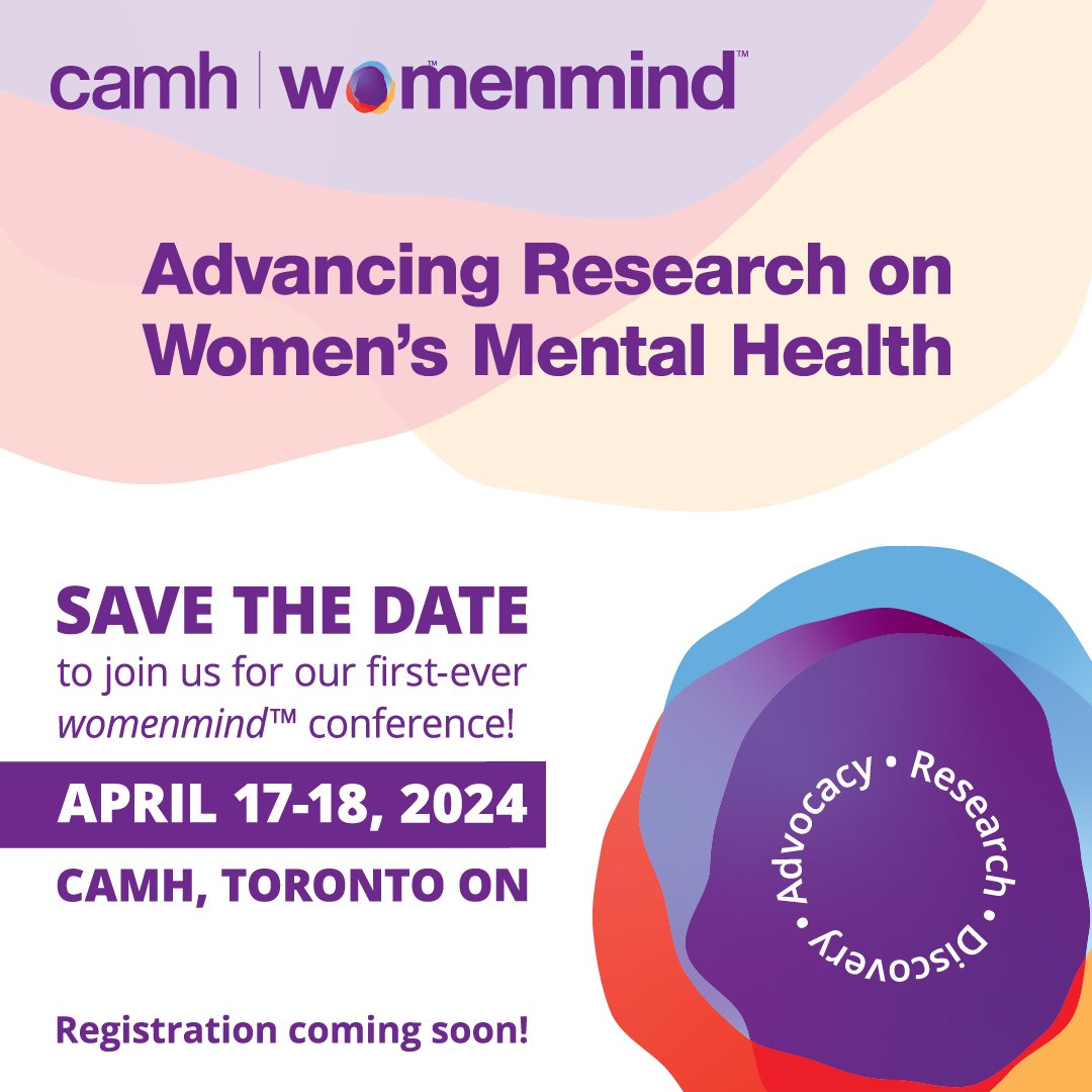 SAVE THE DATE! 📅

We have much to discover in the world of women’s #mentalhealth.

Mark your calendars on April 17-18, 2024, for the first-ever womenmind™ Conference exploring breakthrough #science and unite in #advocacy to advance this field of research. 

More info to come!