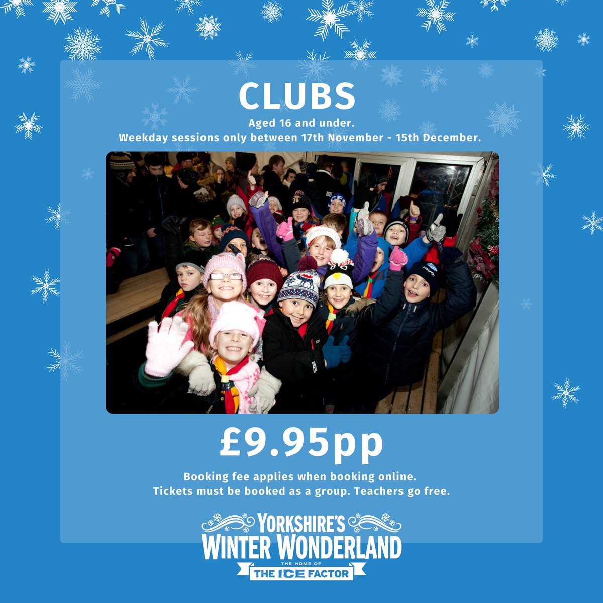 Check out our amazing Clubs deal!👧🏽🧒🏼 Available Monday - Friday on any session between November 17th - December 15th! ⛸️ Email us at admin@yorkshireswinterwonderland.com to make your club booking today☺️ #yorkshireswinterwonderland #york