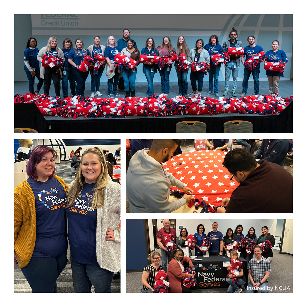 We joined forces with our nonprofit partner, @soldiersangels, to give back to veterans. Around 750 of our staff volunteers made and donated over 800 blankets to VA hospitals. #NavyFederalServes