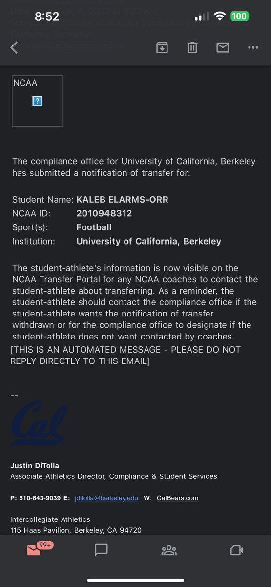Officially in the transfer portal.