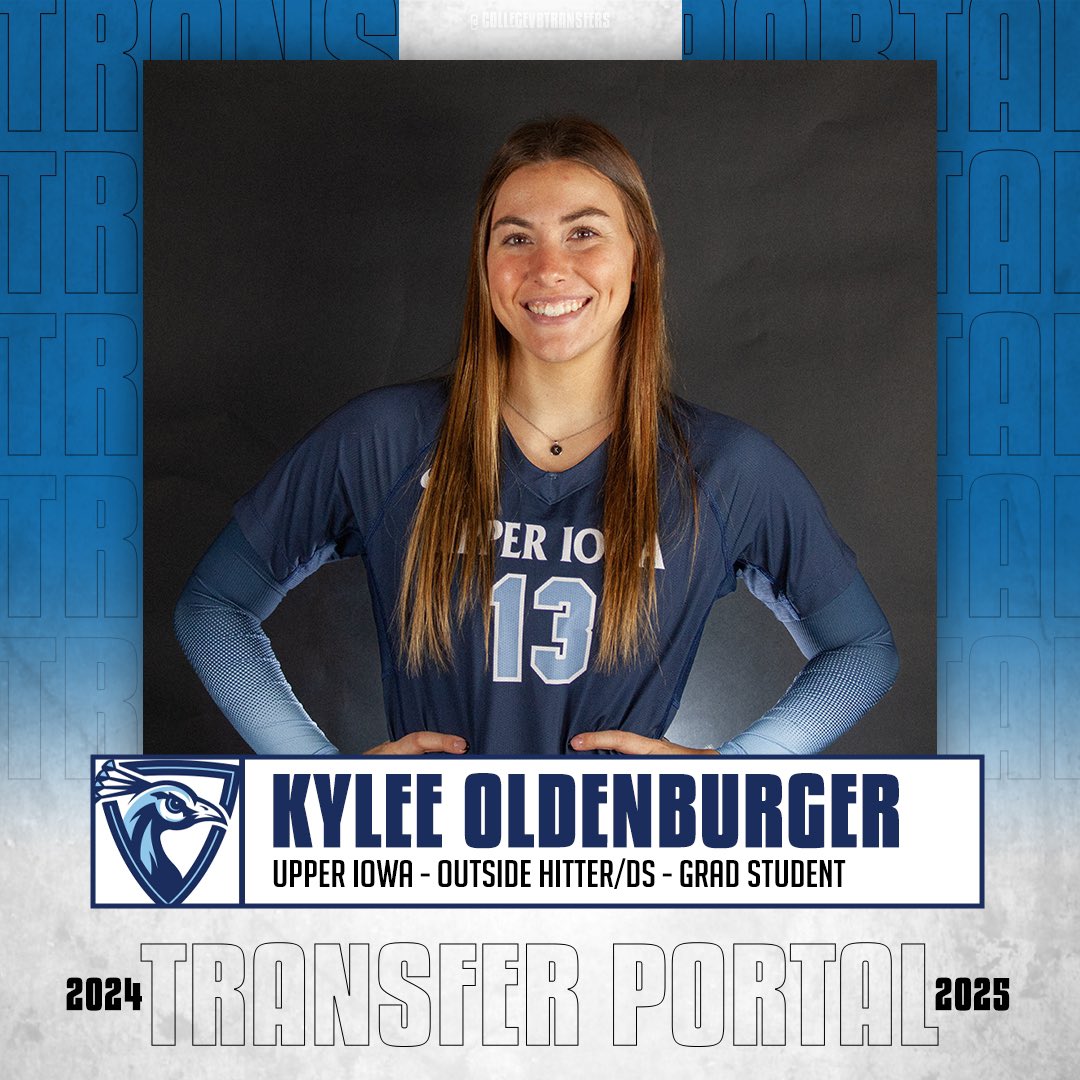 𝗜𝗻 𝗧𝗵𝗲 𝗣𝗼𝗿𝘁𝗮𝗹

✏️: Kylee Oldenburger
🏐: Outside Hitter/DS
🎓: Grad Student
📍: Upper Iowa

#CollegeVBTransfers | #NCAAWVB