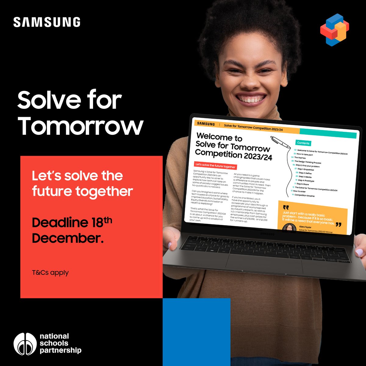 🔊2 Weeks To Go! Samsung's #SolveForTomorrow Competition gives the chance for young people from all backgrounds to: - bring their tech ideas to life - develop key digital skills - build confidence, capabilities & connections Click to enter - bit.ly/3sgkGuJ #Schools