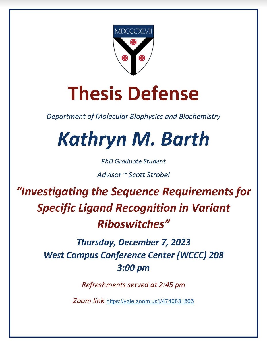 Yale MB&amp;B on X: &ldquo;Join us Dec 7th at 3PM to support Kathryn Barth 