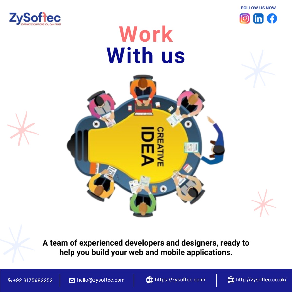 ZySoftec's tweet photo. Join Forces with Excellence! 🤝 Elevate your journey by working with Zysoftec. #WorkWithUs #ZysoftecOpportunity #CareerGrowth #InnovationHub #CollaborativeCulture #TechInnovation #TeamWork #CareerJourney #JoinUsNow #ZysoftecMagic https://t.co/deVXqN9w11