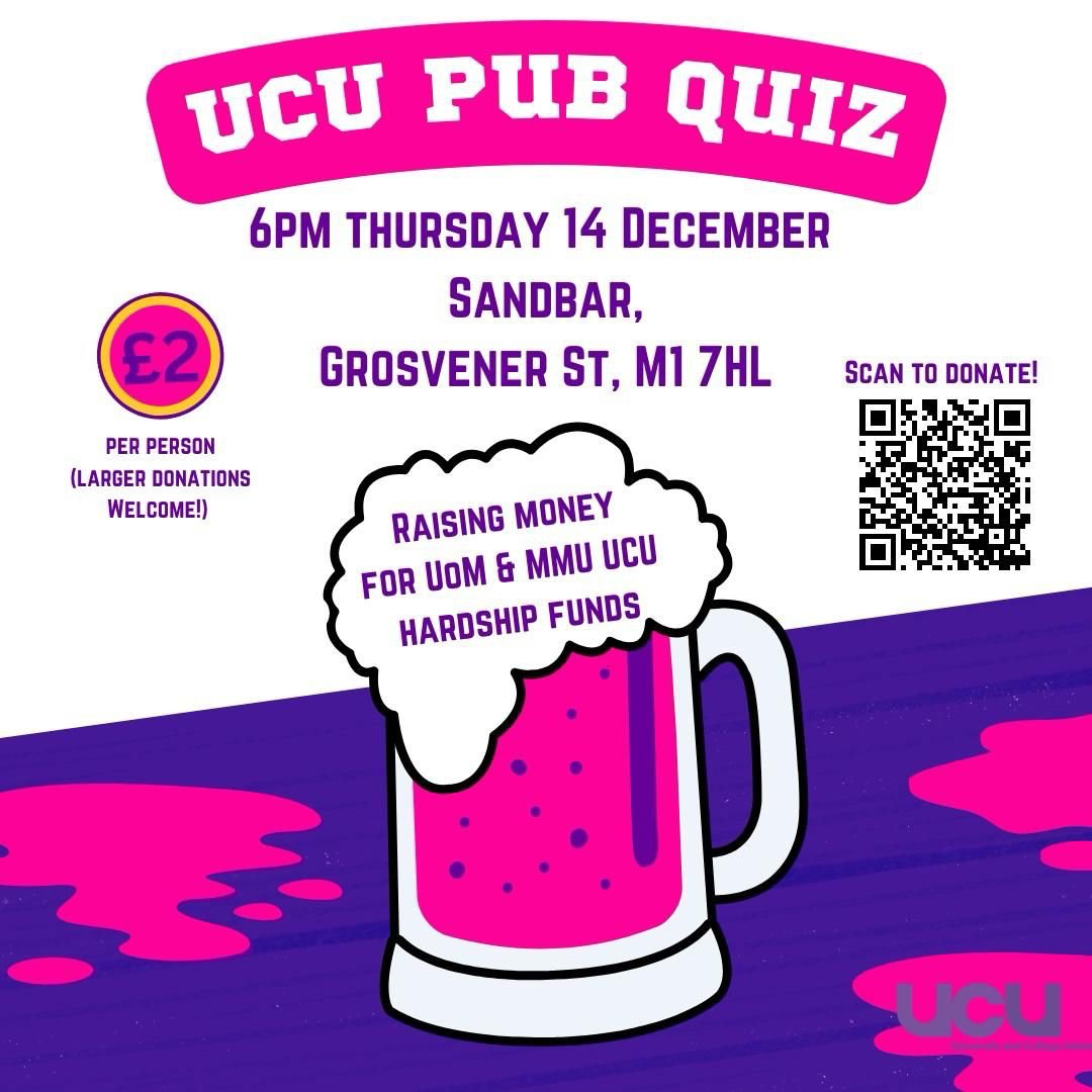 🚨🚨 UCU PUB QUIZ 🚨🚨 If you can’t get along please make a donation. We are still receiving applications to our hardship funds and we need your help to ensure our colleagues are supported
