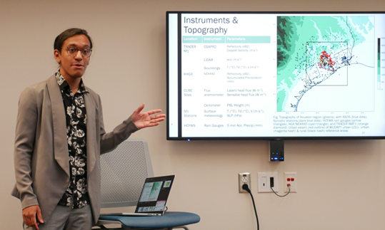 @UAlbanyASRC ended the Fall 2023 Friday Colloquy season with @UAlbanyGradSch student Jean Carlos Pena, who is advised by Jorge González-Cruz, presenting his research on 'Observations of Anthropogenic Influences on Thunderstorms in Coastal Urban Houston', @UAlbanyDAES...