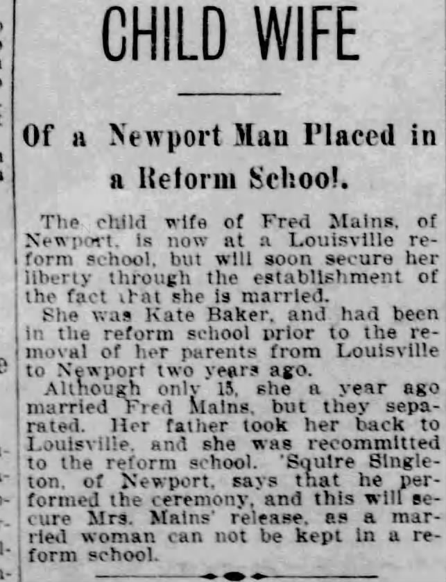 JasonMayernick's tweet photo. The oddest way of achieving release from reform school I've encountered.  A married woman couldn't stay because she was legally not a minor and the statutes stipulated only minors could be committed and detained.

The Kentucky Post 
Covington, Kentucky ·  10/01/1896 P8 https://t.co/xjsB8KozRo