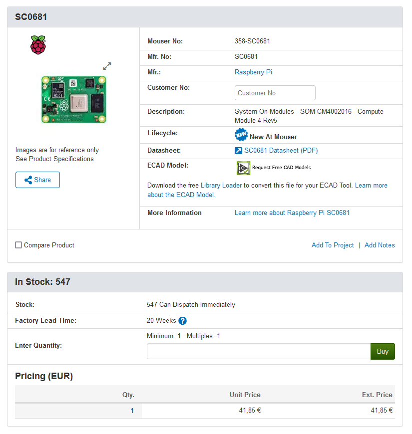 diodesdelight's tweet photo. Compute Module 4 is back in stock at full strength!
You can buy a CM4 and a Piunora Pro right now on Mouser with free worldwide shipping!
Piunora is an ultra compact Arduino UNO form-factor carrier for the CM4 with M.2 PCI-e, HDMI, Camera connector, ADC and much more! https://t.co/itbXJxWMwp