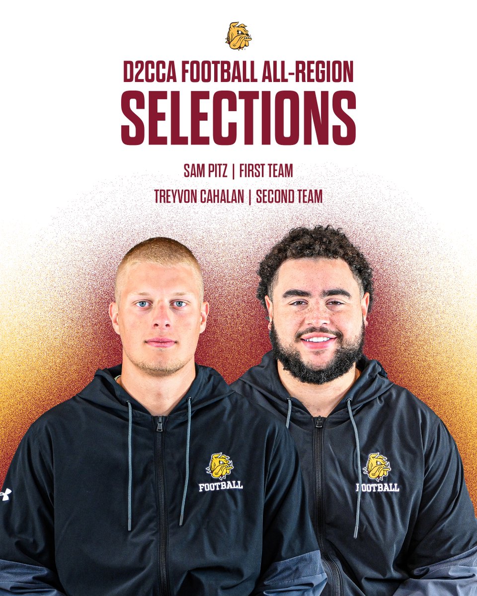 .<a href="/UMD_Football/">UMD Football</a>'s Sam Pitz and Treyvon Cahalan Named to 2023 CCA All-Super Region 4 Teams

Story: umdbulldogs.com/news/2023/12/4…