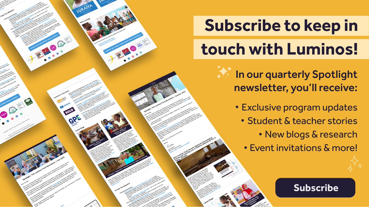 luminosfund's tweet photo. Don't miss out on all the updates from Luminos! Our #Spotlight newsletter is released quarterly and features the latest on our programs, stories, events, job openings, and more! 📧 Get all the info you need - subscribe today > https://t.co/VZKG2HJwWw https://t.co/I5cx2sHaX8